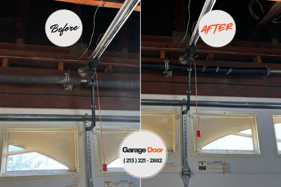 Before and after: garage door repair Westville, OK